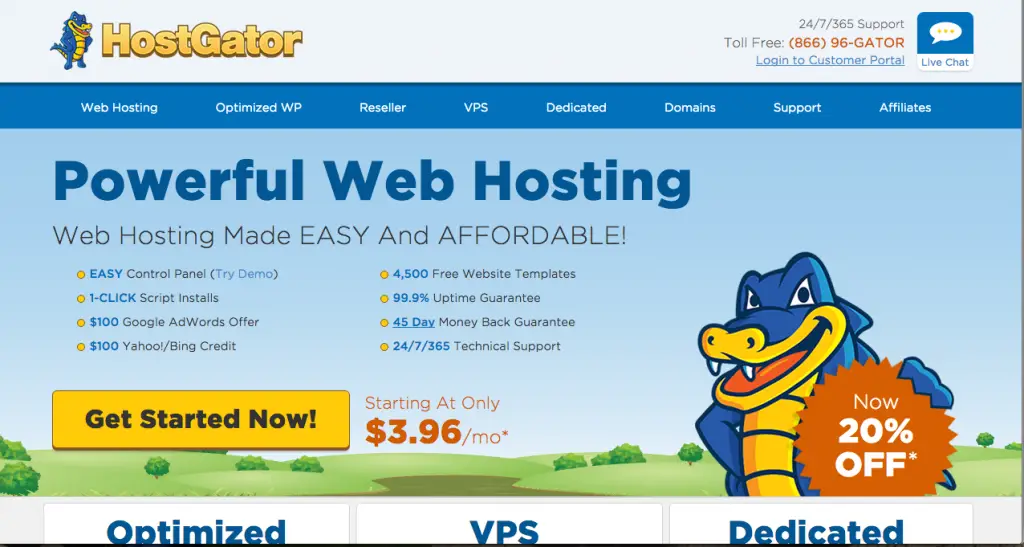 Hostgator Homepage